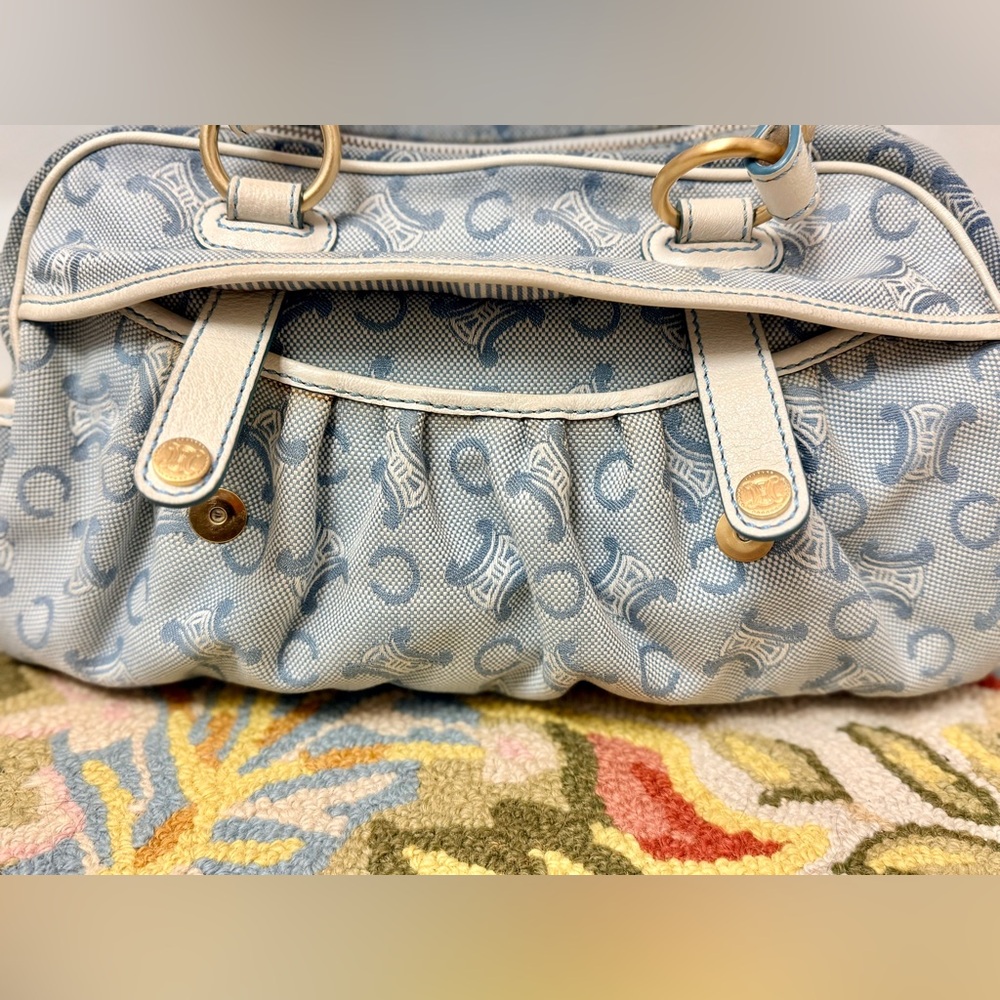 SOLD CELINE Vintage Y2K C Macadam Light Blue & White Cotton Canvas White - Picture 3 of 16